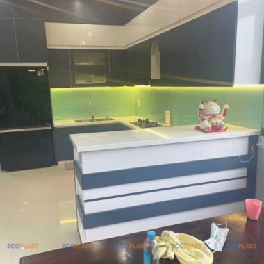 Tủ Bếp Nhựa Ecoplast Luxury 01 Kết Hợp Trắng