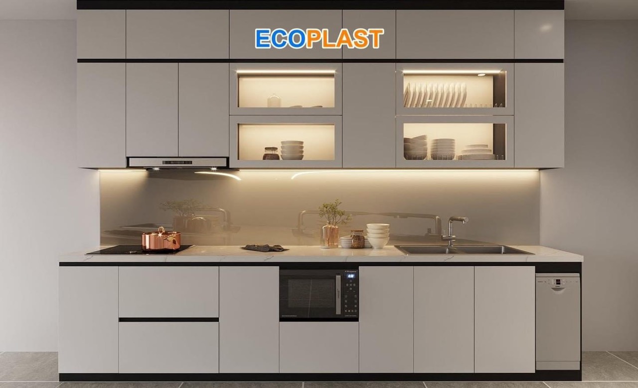 Tủ bếp nhựa cao cấp Ecoplast TB11 3m62 x 1m2 x 0,37m